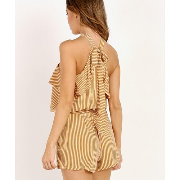 Faithfull the Brand Gaia Orange Striped Romper - Picture 2 of 9